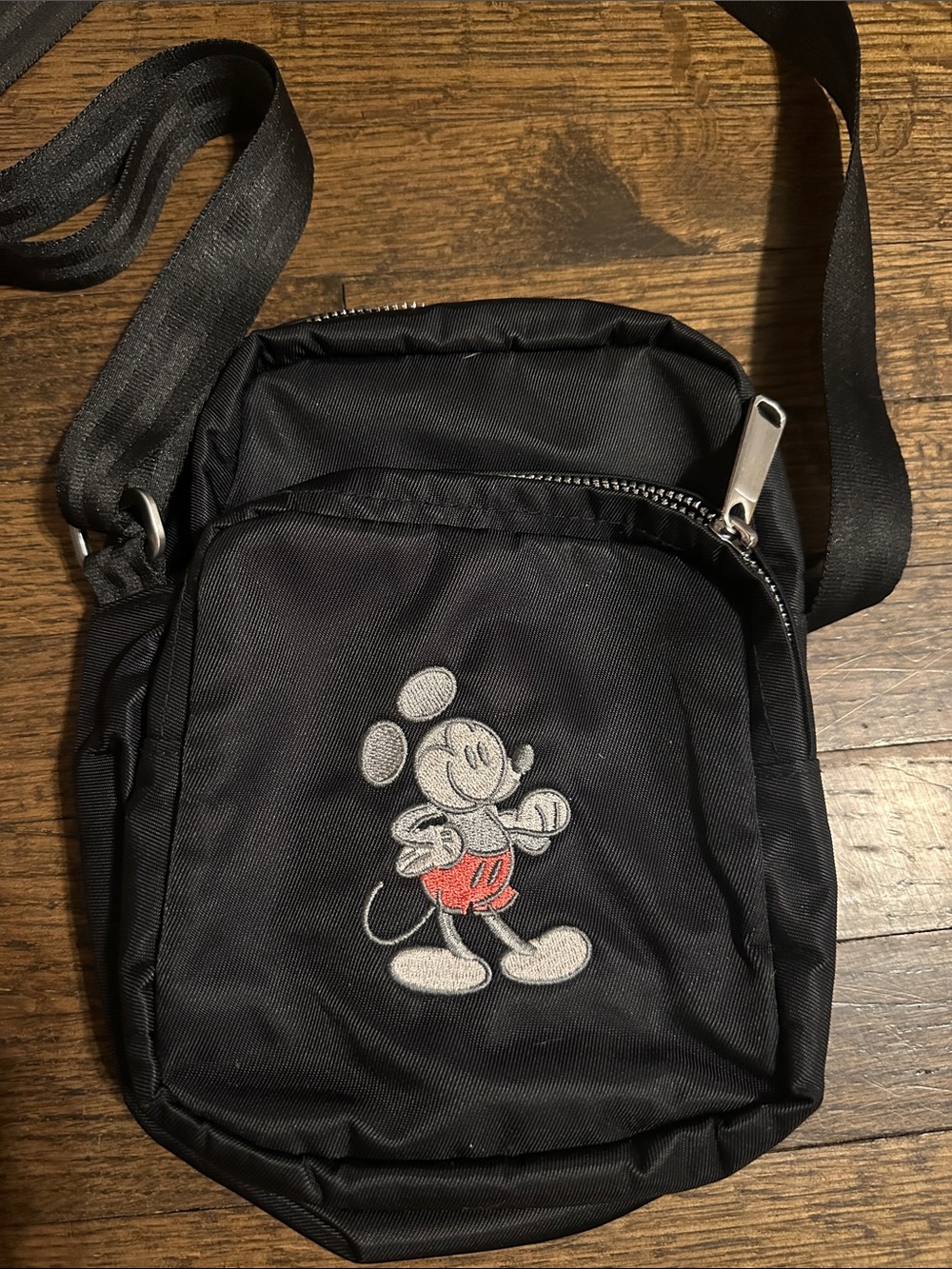 Disney Black Crossbody Bag with Mickey Embroidery